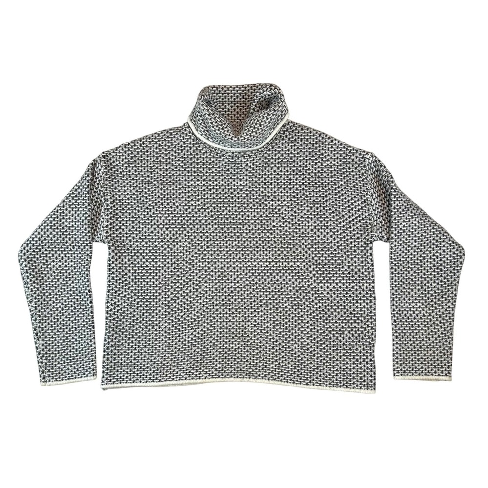 Christian Siriano New York Black White Textured‎ Knit Cowl Neck Sweater Womens M